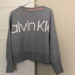 Calvin Klein Crew Neck Performance Sweatshirt Size M Gray Big Spell Out Logo